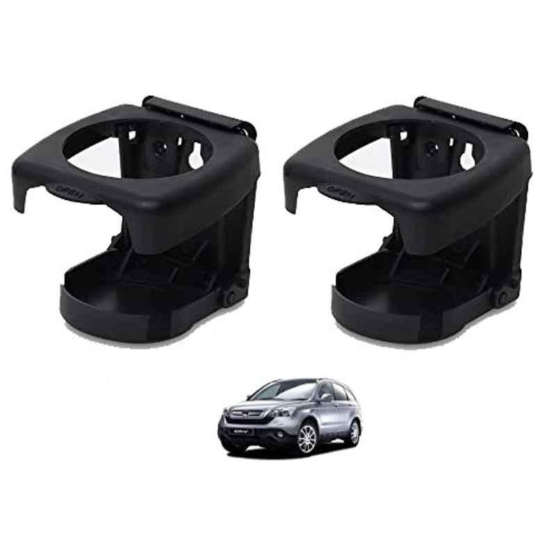 Kozdiko Plastic Black Foldable Car Drink Holder for Honda CRV (Pack of 2)