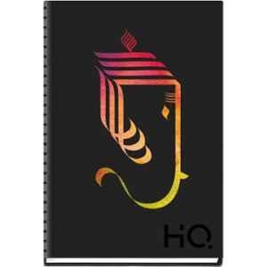 Navneet Ganesha HQ A5 192 Pages Black Single Line Case Wiro Binding Notebook, 27021-7