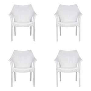 Supreme Cambridge Milky White Chairs With Rattan Finish (Pack of 2)