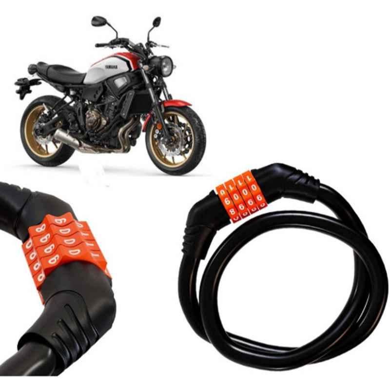 Auto Pearl Black & Orange 4 Digit Anti-Theft Combination Number Lock for XSR300