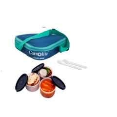 Carrolite 600ml Triangle Blue & Black Plastic Lunchbox, Black_P-17 (Pack of 2)