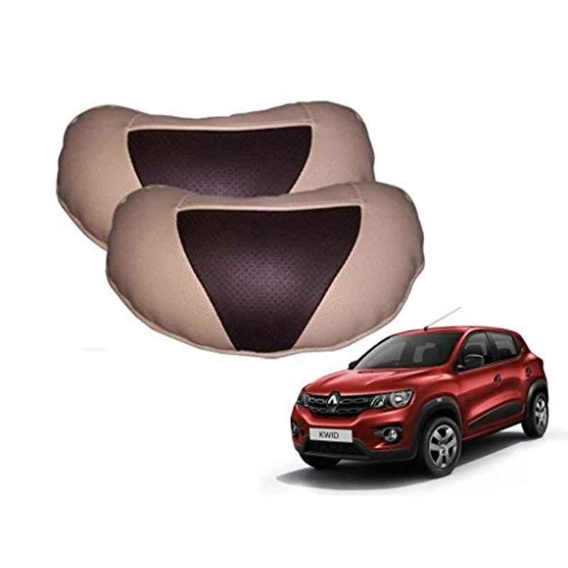 Kozdiko 2 Pcs Brown & Beige Neck Rest Set for Renault Kwid, koz_26927