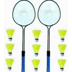 STYRKR 2 Pcs Multicolour Badminton Racket with 9 Shuttlecocks