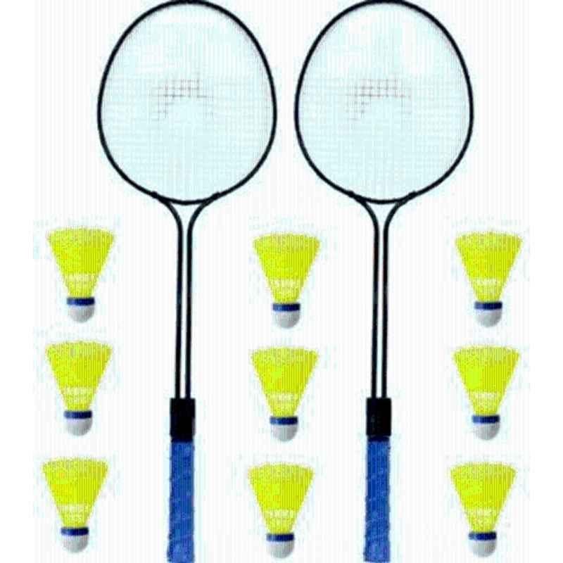 STYRKR 2 Pcs Multicolour Badminton Racket with 9 Shuttlecocks
