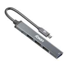 Foxin FTH C4 5Gbps Silver 4-in-1 USB-C Hub with Fast Data Transfer, Indicator Light, Plug & Play