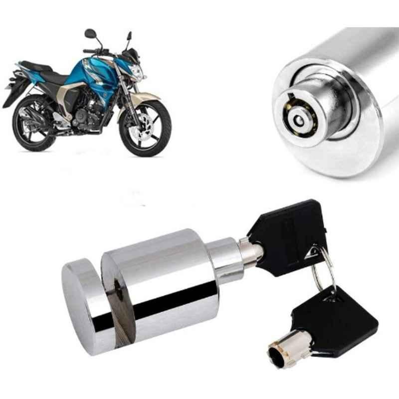 Auto Pearl Stainless Steel Silver Heavy Duty Anti Theft Motorcycle Disc Brake Lock, Lock-488
