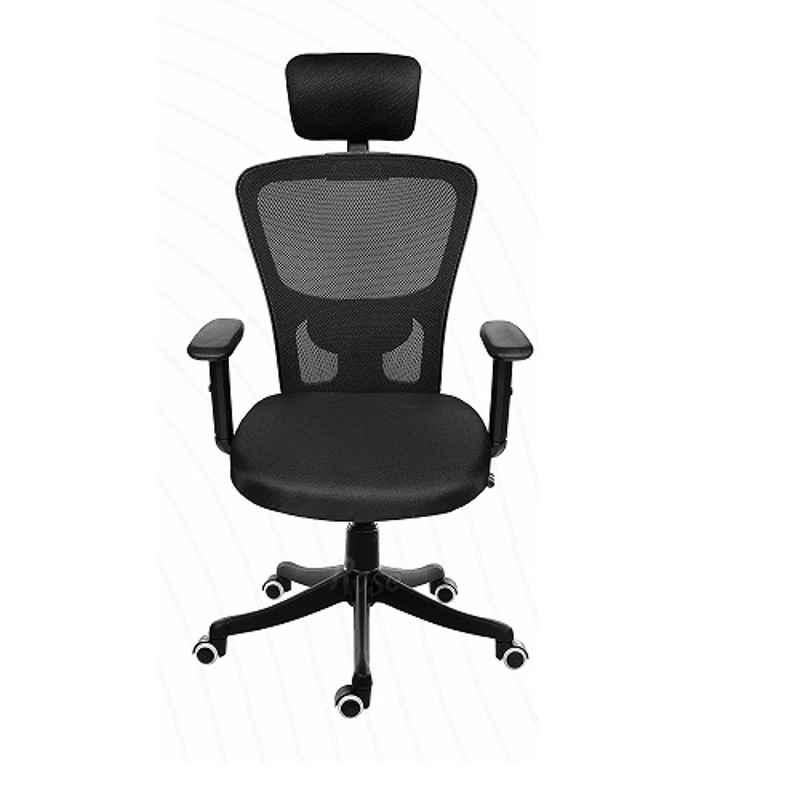 Rose Teesla Black Mesh High Back Swivel Desk Adjustable Ergonomic Chair with Headrest, Armrest & 2D Lumbar Support