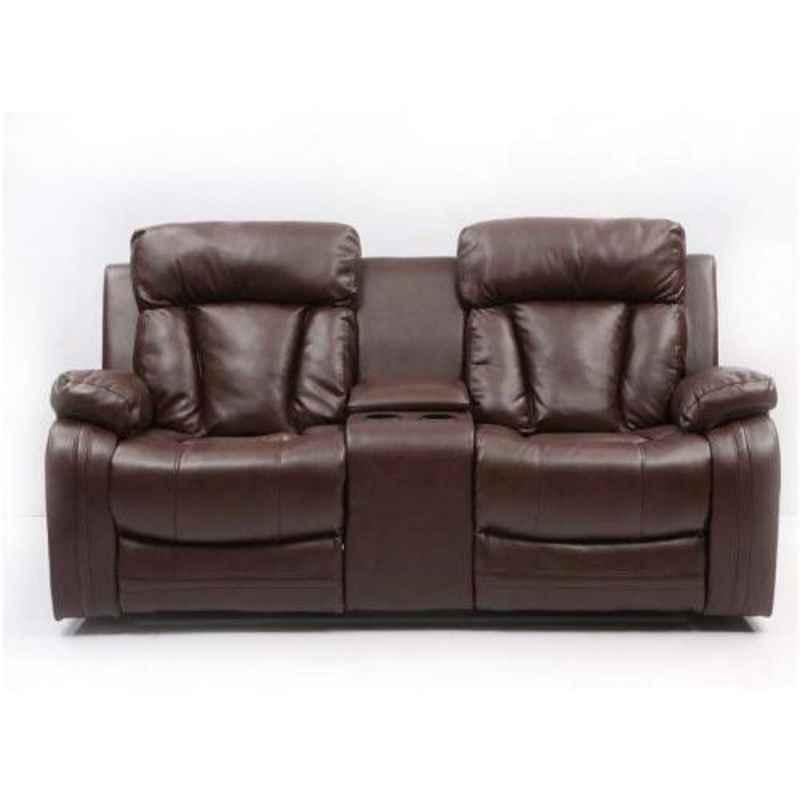 Evok Dark Brown Magna New Leatherette 2 Seater Recliner Sofa, IT00056516