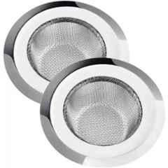 IRIS 11cm Stainless Steel Chrome Finish Push Down Mesh Kitchen Sink Strainer (Pack of 2)