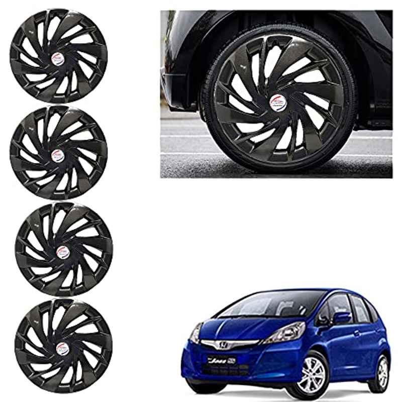 Auto Pearl 4 Pcs 15 inch ABS Black Car Wheel Cover Set for Honda JazzSV, WCBLK09