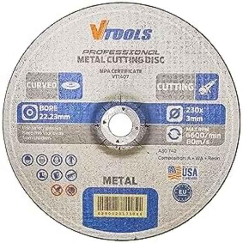 VTOOLS 230x3mm Grey Ultra Thin Metal Cutting Flat Disc for Angle Grinder, VT1407