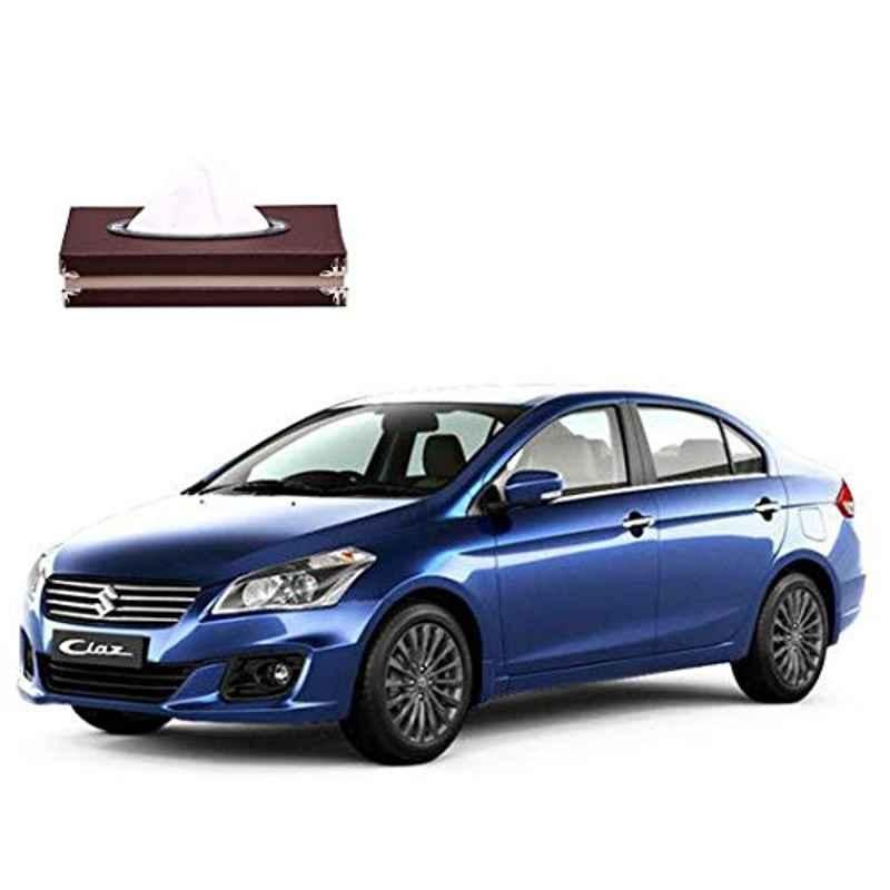 Kozdiko 100 Pulls PU Leather Brown Car Tissue Paper Box with 200 Sheets for Maruti Suzuki Ciaz Facelift 2018-Present