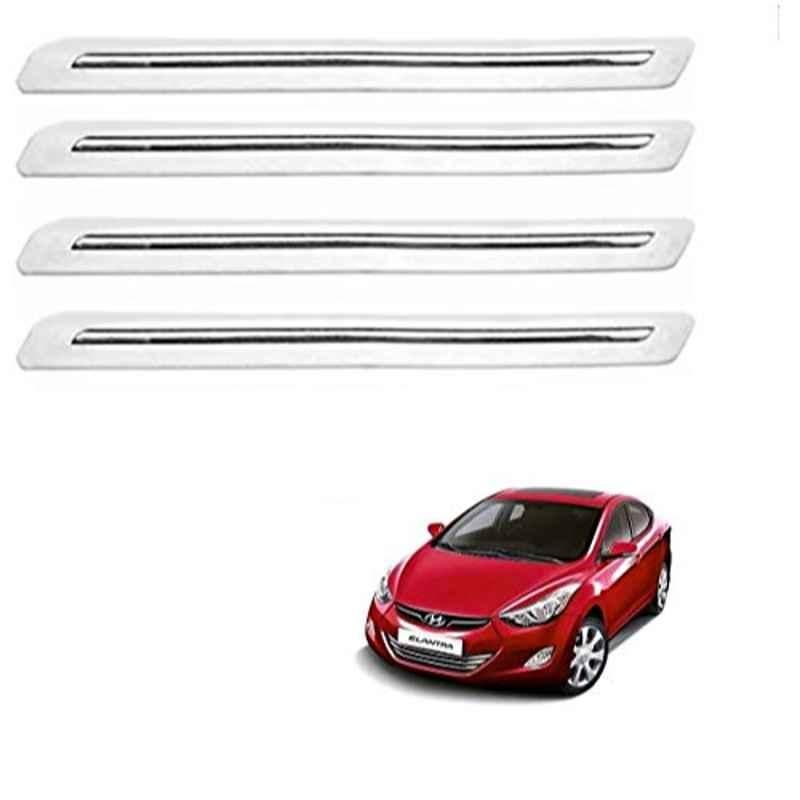 Kozdiko 4 Pcs PVC White Car Bumper Protector Set with Chrome Strip for Hyundai Elantra