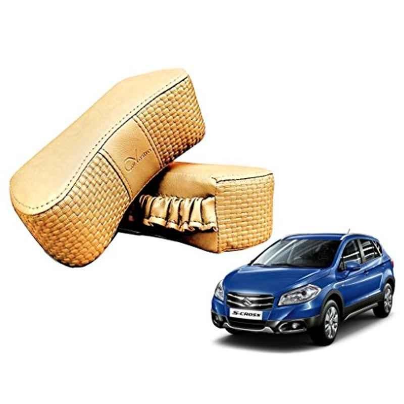 Kozdiko 2 Pcs Memory Foam Beige Luxurious Neck Rest Set for Maruti S Cross, koz_21102