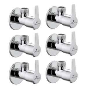 Cliquin Hector Brass Silver Chrome Wall Mounted Angle Valve with Wall Flange (Pack of 6)