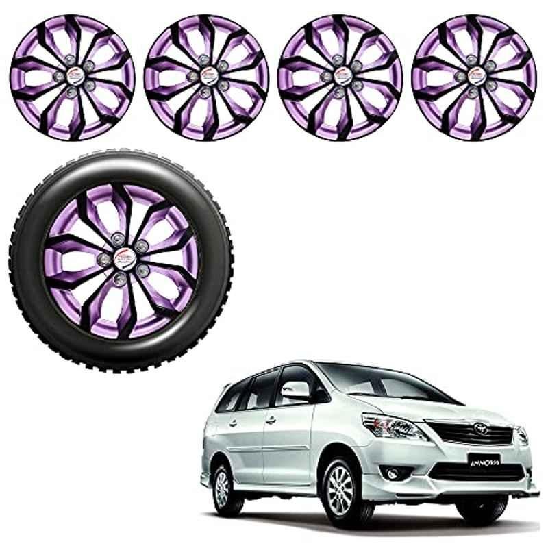 Auto Pearl 4 Pcs 15 inch ABS Black & Violet Car Wheel Cover Set for Toyota Innova 2012