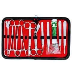 Forgesy 18 Pcs Stainless Steel Matt Finish Silver Surgical Instruments Kit with Case, NEW223