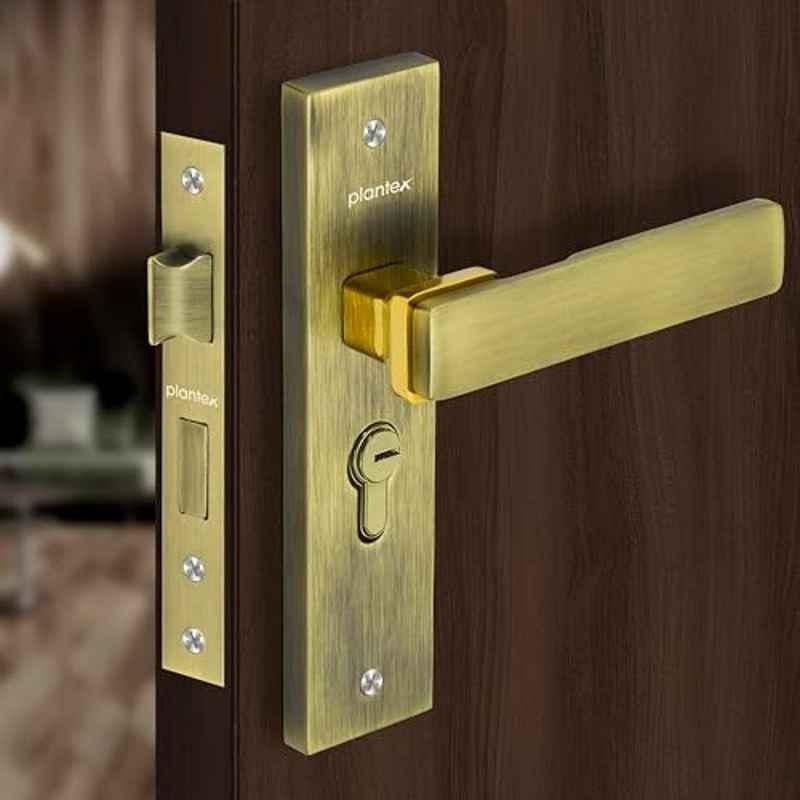 Plantex Main Door Lock/Mortise Locks for Door/6-Lever Lock Mechanism with 3 Years of Warranty Robust Door Locks for Home with Brass Lock Body & Cylinder8116 Antique Brass & PVD Gold