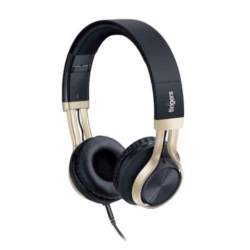 Fingers Showstopper H5 Black & Soft Gold Wired Headphone with Built-In Mic