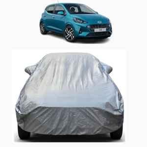 Aarex Auto Polyester Silver 100% Waterproof Car Body Cover with Mirror Pocket, Triple Stitched, Anti Dust, Heat Resistant & UV Proof for Hyundai i10