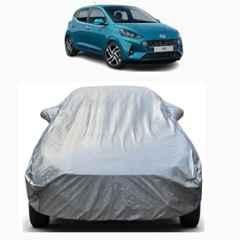 Aarex Auto Polyester Silver 100% Waterproof Car Body Cover with Mirror Pocket, Triple Stitched, Anti Dust, Heat Resistant & UV Proof for Hyundai i10