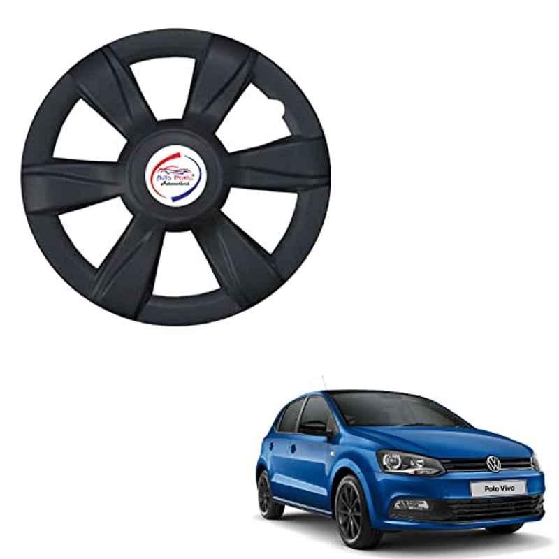 Auto Pearl 4 Pcs 15 inch ABS Xylo Black Hubcap Wheel Cover Set with Retention Ring for Volkswagen Polo Vivo GT