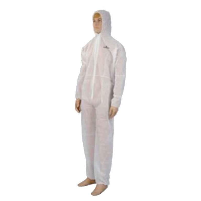 Techtion Xpert Coverall Onepro 50g Disposable Coverall Suit with Hood, Size: L, White