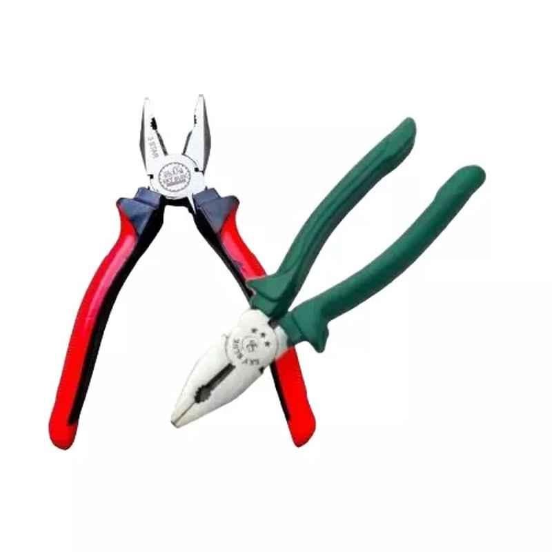 Sky Blue 2 Pcs 8 inch Multicolour 2 Cutting Wire False Piece Lineman Plier Combo, SBE272