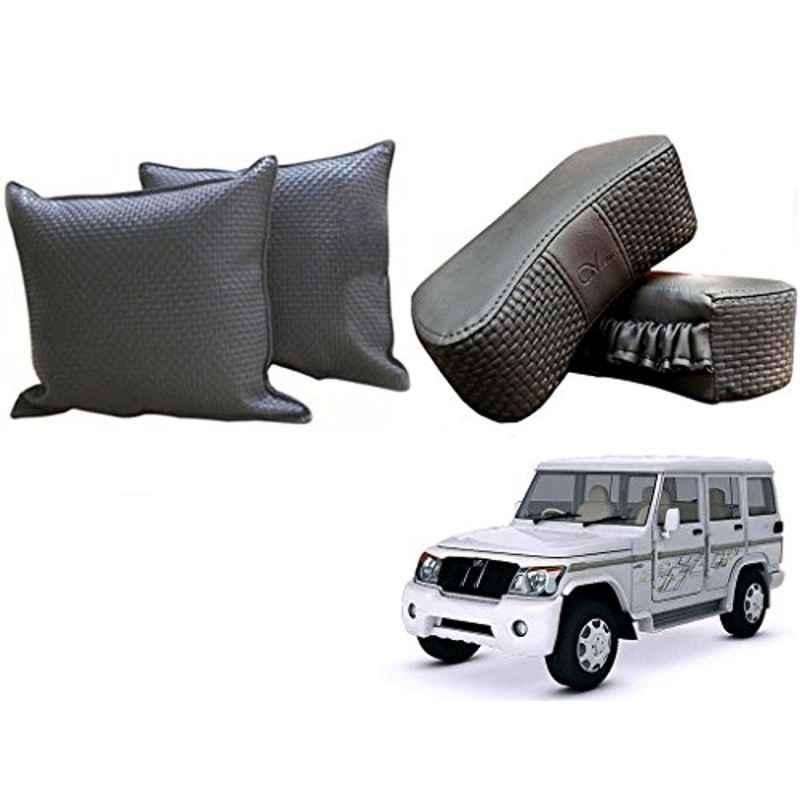 Kozdiko One Pair Grey Neck Rest & One Pair Cushion Combo for Mahindra Bolero XL