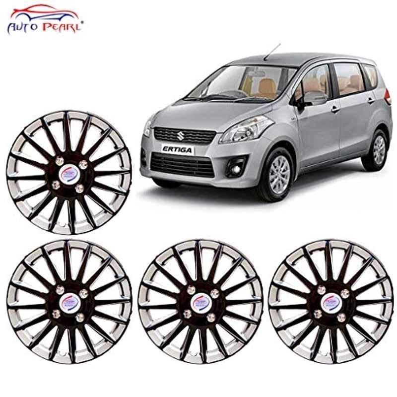 Auto Pearl 4 Pcs 15 inch ABS Black & Silver Car Wheel Cover Set for Maruti Suzuki Ertiga Type-2
