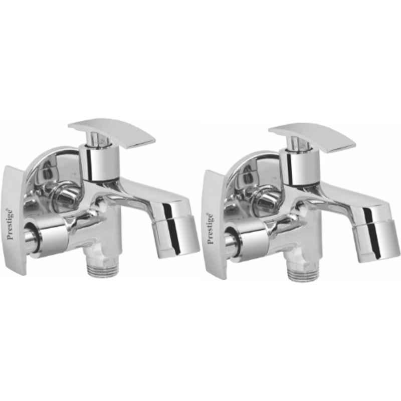 Prestige Passion Brass Chrome Finish 2 Way Bib Cock with Wall Flange (Pack of 2)