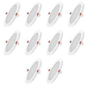 Fybros Faro 12W Polycarbonate Cool White Round LED Panel Light, FLS5057J (Pack of 10)