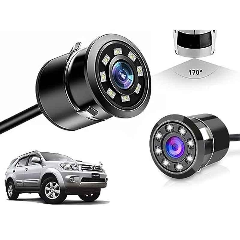 Auto Pearl 8 LED Black Waterproof & Shockproof HD Night Vision Car Reverse Parking Camera for Toyota Fortuner Type-1