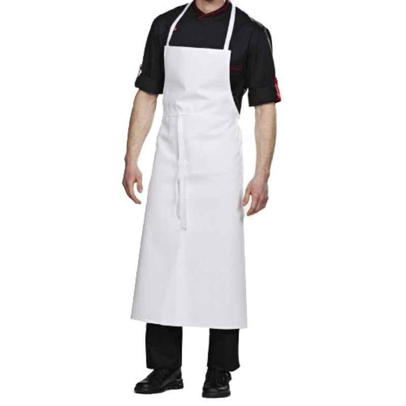 Superb Uniforms Polycotton White Long Bib Cooking Apron for Men, SUW/W/CA02, Size: S