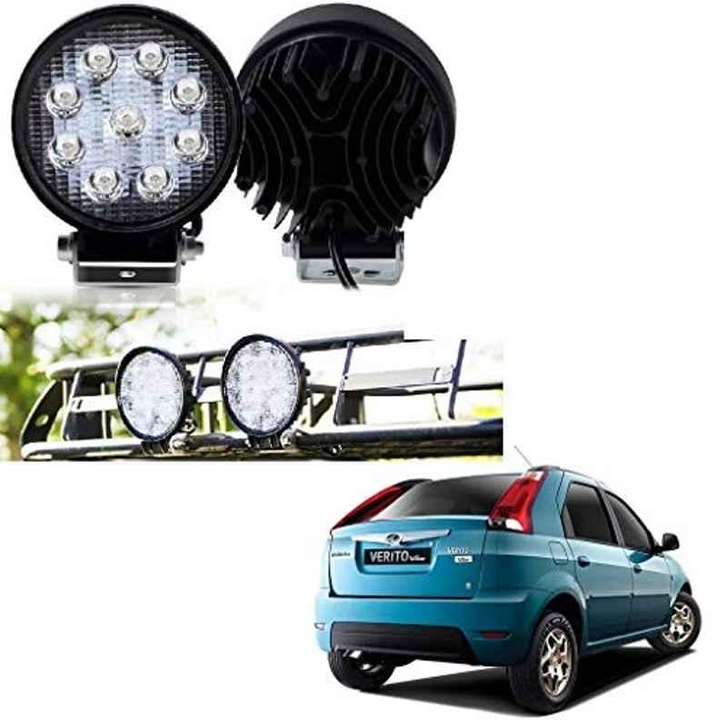 Kozdiko 2 Pcs 27W 4 inch 9 LED Waterproof Round White Fog Light Set with Mounting Brackets for Mahindra Verito Vibe, kozd_19929