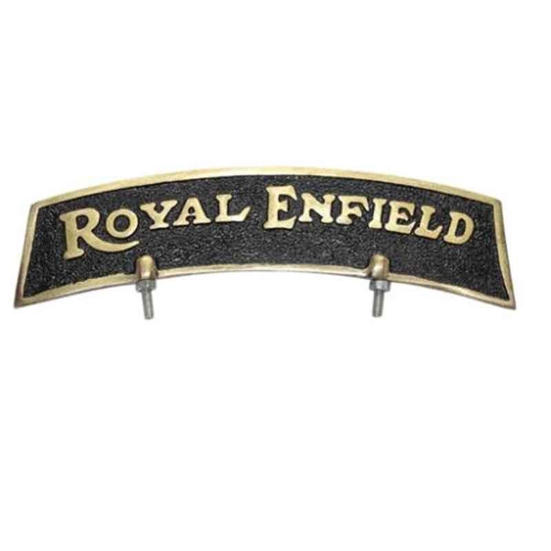 AllExtreme EXBFGB1 Golden & Black Brass Front Fender Royal Enfield Plate