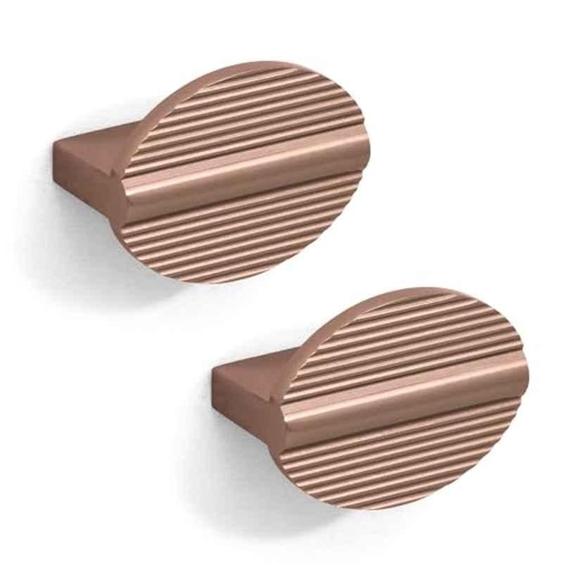 Plantex Rose Gold Round Cabinets Drawer Pull-Push Knobs for Kitchen & Bedroom (Pack of 2)