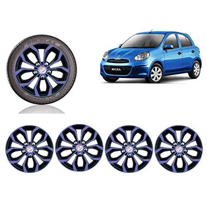 Auto Pearl 4 Pcs 14 inch Violet & Black ABS Press Type Hubcap Wheel Cover Set with Retention Ring for Nissan MicraXEModel
