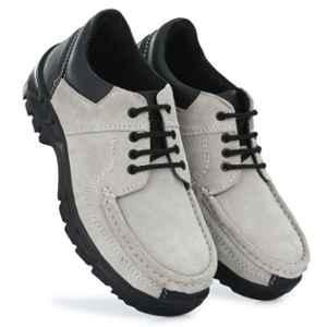 All Safe Genuine Leather Steel Toe Sports Look Grey Safety Shoes, Wlsabar 1000, Size: 6
