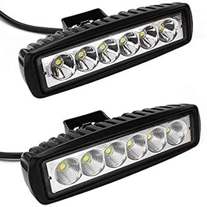 AOW 6 Led Bar White Auxillary Car Fog Lamp, Spot Lamp 18W (Pack of 2) For Ford Escape