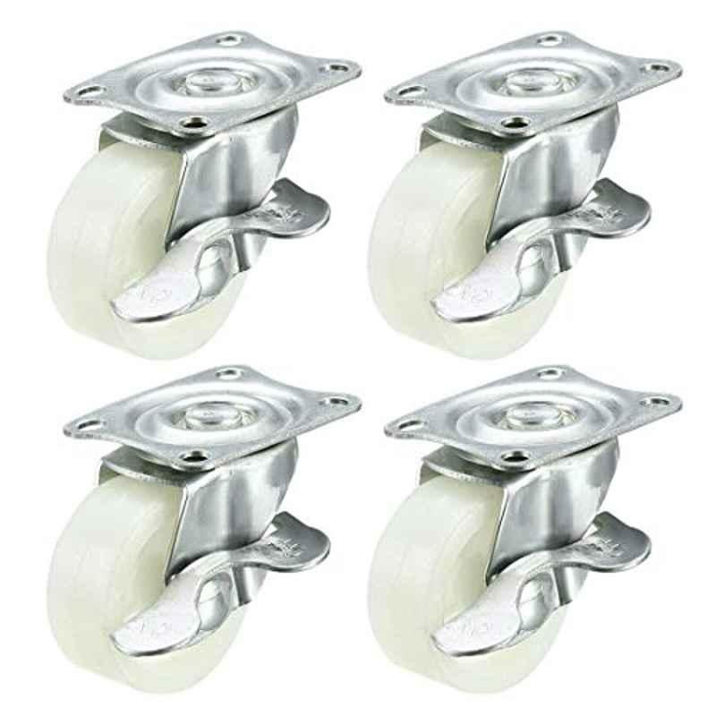 Uxcell Swivel Caster Wheels 1.5 inch / 40mm Wheel Top Plate Caster With Brake, 66Lb Total Capacity, 4Pcs