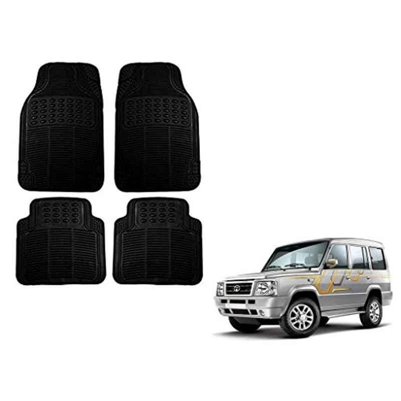 Kozdiko 4 Pcs Black Rubber Car Mat Set for Tata Sumo