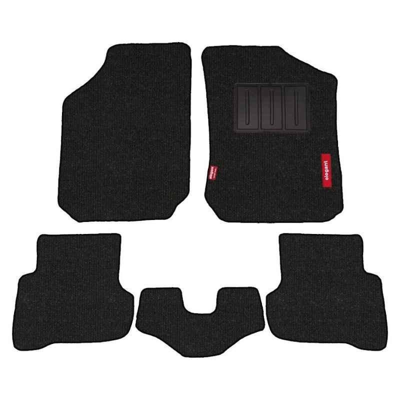 Elegant Carry 5 Pcs Polypropylene Black Car Floor Mat Set for Volkswagen Polo (2012-2013)