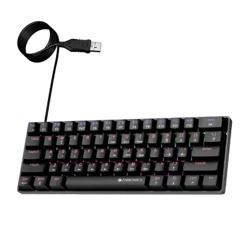 Zebronics Max Ninja 61 Black Wired Keyboard with 61 Keys, MK1