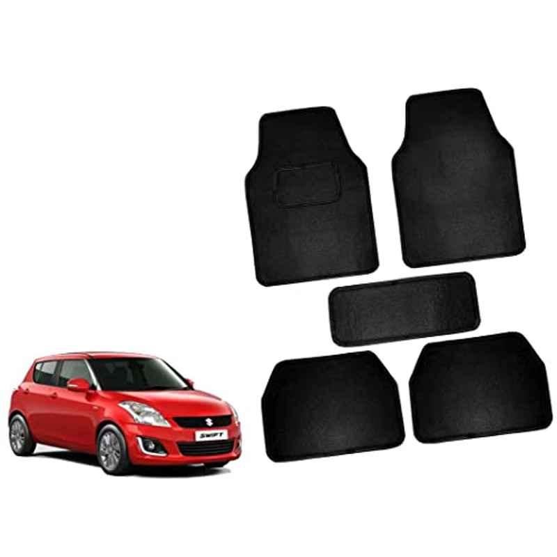 Auto Pearl 5 Pcs Polyester Black Car Floor Carpet Set for Maruti Suzuki Swift Type4 2015