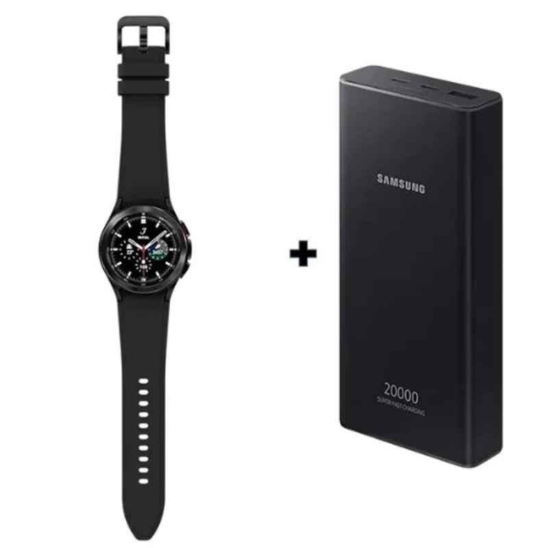 Samsung Galaxy 4 Classic 42mm 1.5GB/16GB Black Fitness Tracker Smart Watch with 20000mAh Power Bank Set, SM-R880