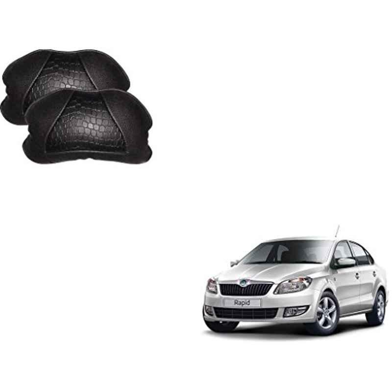 Kozdiko 2 Pcs Memory Foam Black Neck Rest Cushion Pillow Set for Skoda Rapid