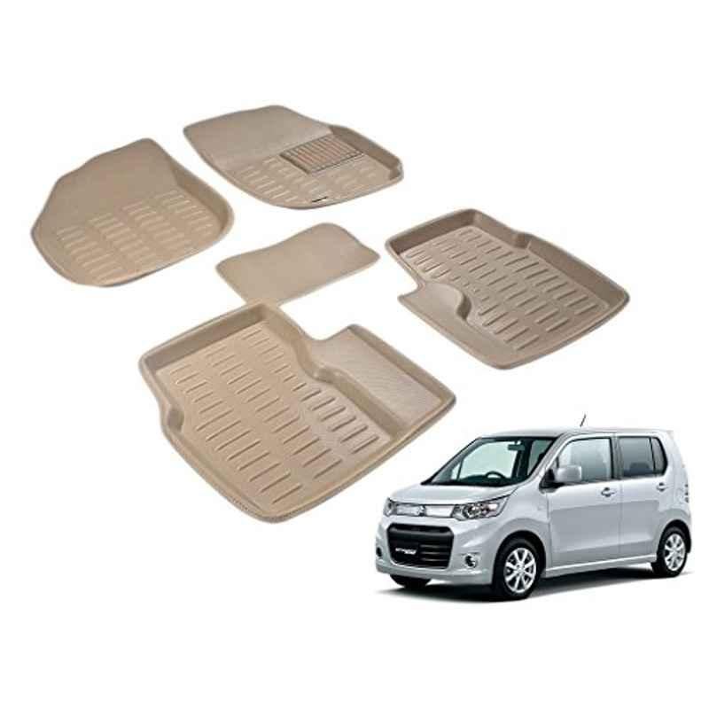 Kozdiko 5 Pcs 3D Beige Car Floor Mat Set for Maruti Suzuki WagonR Stingray, koz_20479