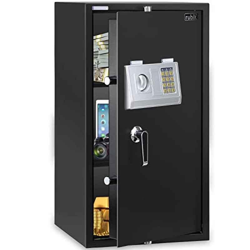 Rubik 40x40x75cm Black Safe Box Large with Digital Keypad and Key Lock, RB75EDA
