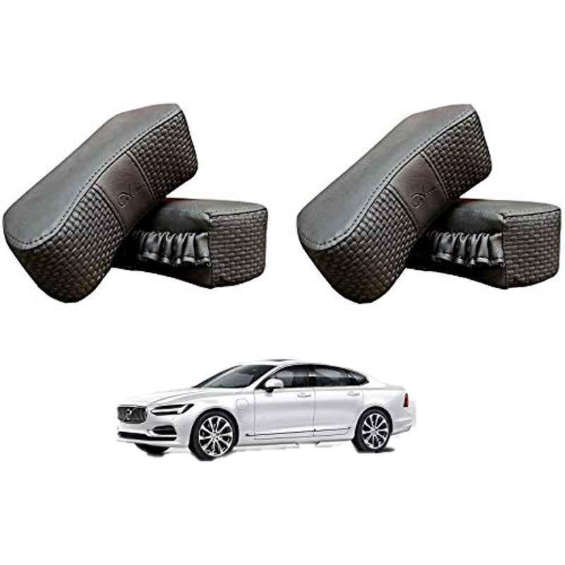Kozdiko 4 Pcs CV Designer Grey Leatherite Neck Rest Car Cushion Pillow Set for Volvo S90